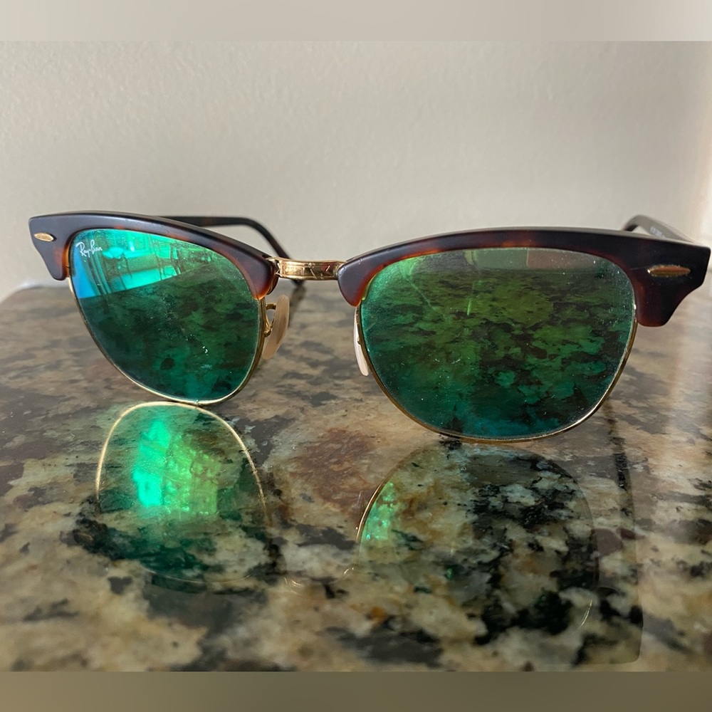 Green Reflective Clubmaster Ray-Bans